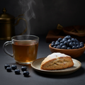 Blueberry tea with scone