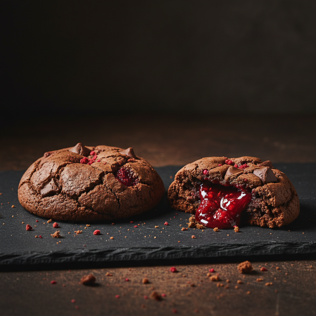 Chocolate raspberry cookies - two