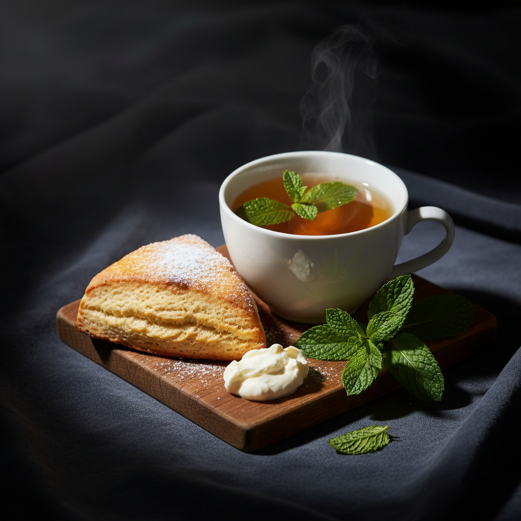 Mint tea with scone