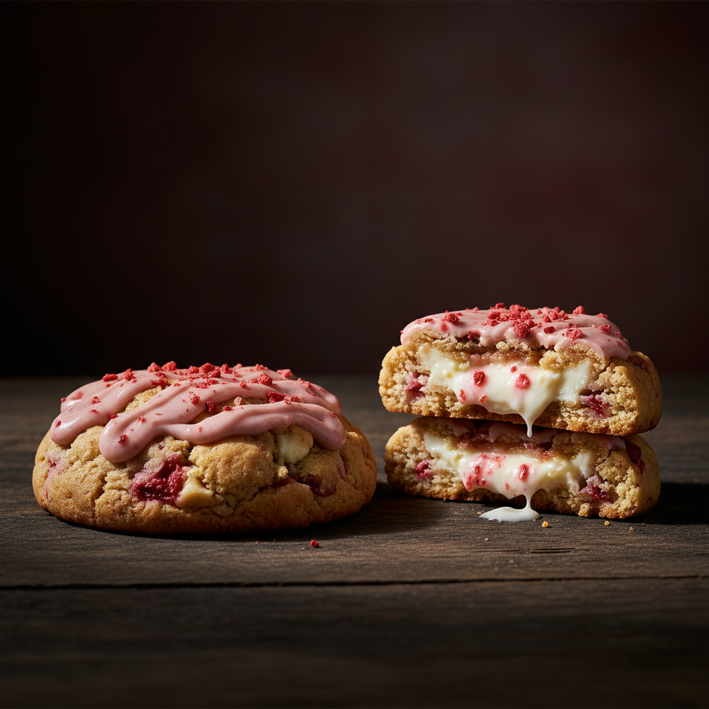 Strawberry shortcake cookies with darker theme