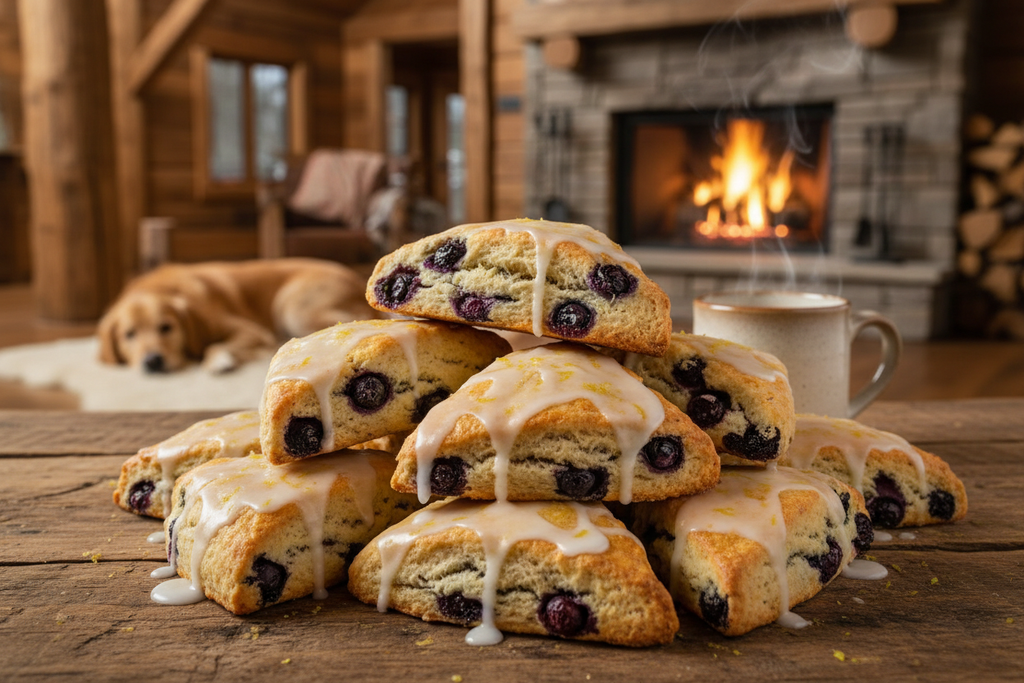 Triangular blueberry lemon scones - bunch