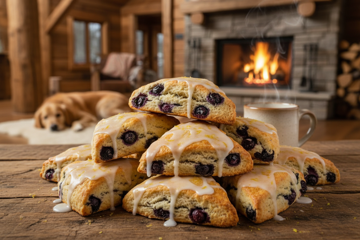 Triangular blueberry lemon scones - bunch